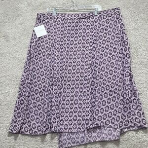 Sag Harbor Skirt Women's 22 W Purple Floral Print Side Zip Flat Front Wrap Party